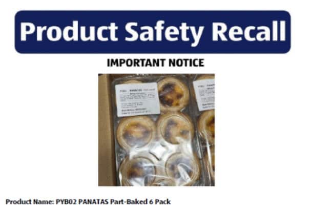 Aldi is recalling all batches of its PANATAS part-baked six-pack custard tart