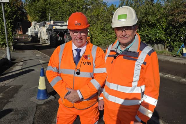 Nottinghamshire County Council leader, Coun Mick Barton, and Coun Bert Bingham, Cabinet Member for Transport and Environment.