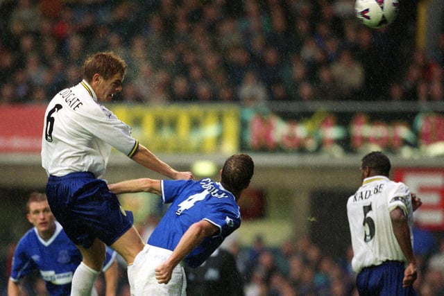 Jonathan Woodgate's header puts Leeds United in front.