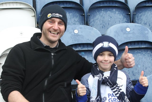 Two North End supporters ahead of kick-off at Deepdale