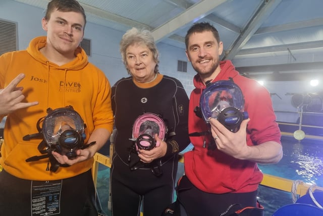 Dive Team instructors  Josh Brown and 'Granny Shark' Pauline Chiverton-Simpson, with Dive Team officer Jamie Elvidge.