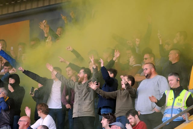 Stags fans celebrate the first half goal in 2018.