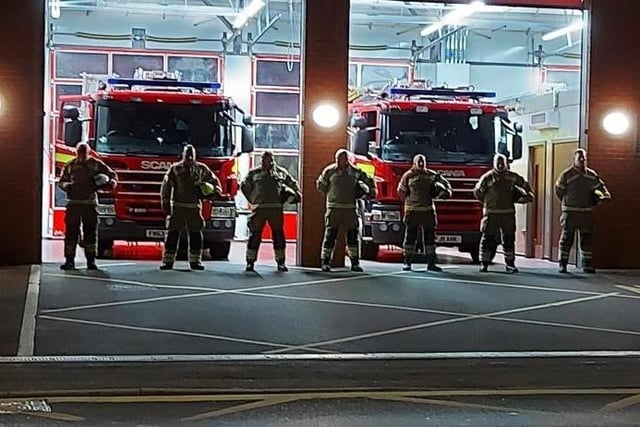 Firefighters pause to remember the Queen.