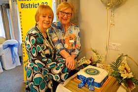 Inner Wheel district 22 celebrates 100 years of the association at Hostess Restaurant. District Chair, Mary Hind and Assistant vice president Heather Sheerin cut the cake.