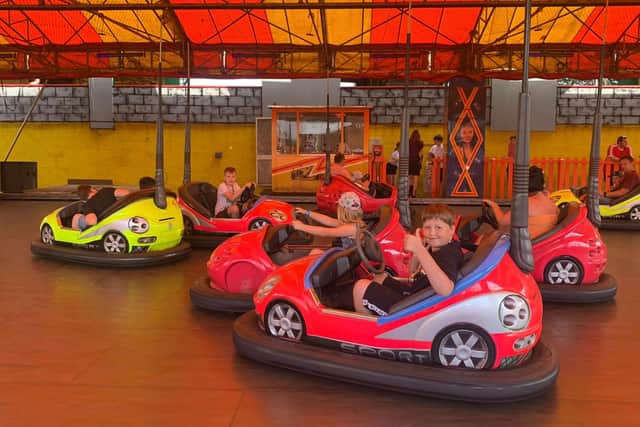 Youngsters on the dodgems during the trip to Fantasy Island