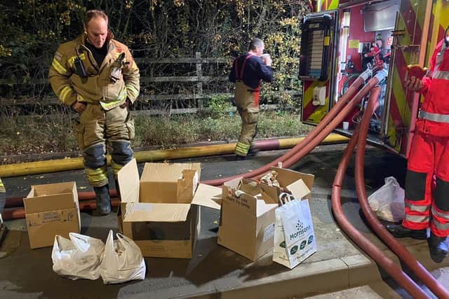 Local people delivered donated food and drink to firefighters tackling the Wigwam Lane blaze