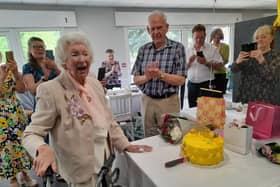Laurie Carter is the centre of attention during celbrations for her 104th birthday
