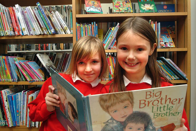2007: Pupils from the library club at Edgewood Primary School, Hucknall, enjoy their new library.