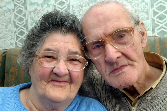 Diamond wedding couple Jean and John Mulholland, both aged 81 in 2007, of Oakfield Road, Hucknall.