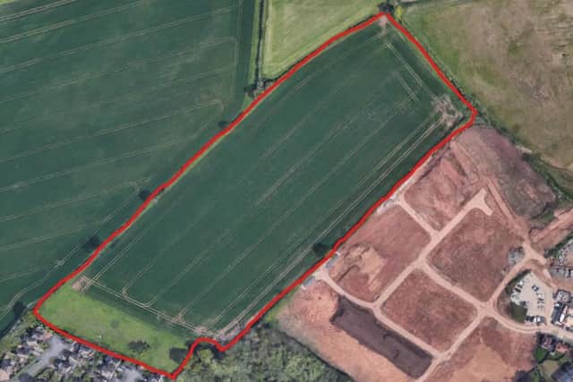 Plans have been submitted for 135 houses on the site outlined off Hayden Lane in Hucknall. Photo: Google