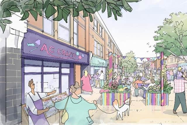 An artist's impression of how Hucknall town centre would look with levelling up money