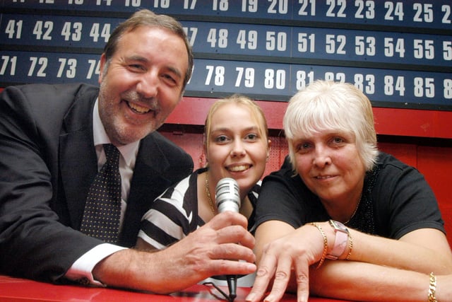 Paddy Tipping MP calls out the lucky numbers at the Byron Bingo Hall in Hucknall. He is pictured with Marie O`Donnell and Jane Bonsall.