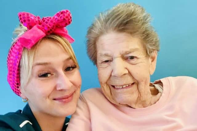 Carer Demi Millard with resident Barbara James. Photo: Submitted
