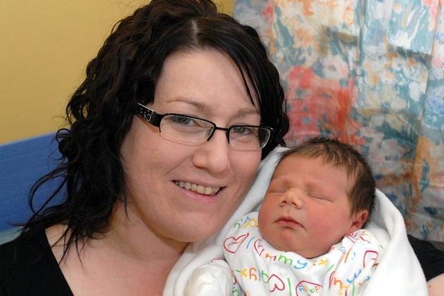 Rachel Newton and her baby Chloe who was born on New Year's Day at 03.52 in 2010.