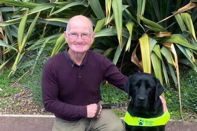 Ian West with guide dog Banjo he raised £7,000 to help train in 2018
