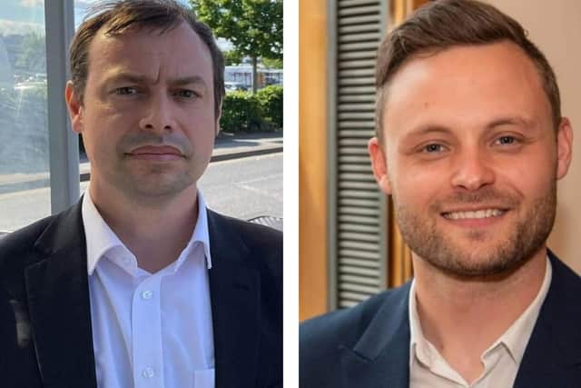 Hucknall councillor Lee Waters (left) and Nottinghamshire County Council leader Ben Bradley MP have both called for Prime Minister Boris Johnson to quit