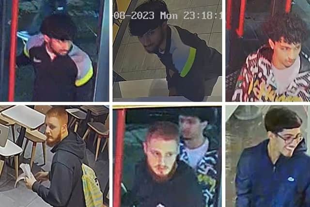 Police want to speak to these four men in connection with an assault in Nottingham. Photo: Nottinghamshire Police