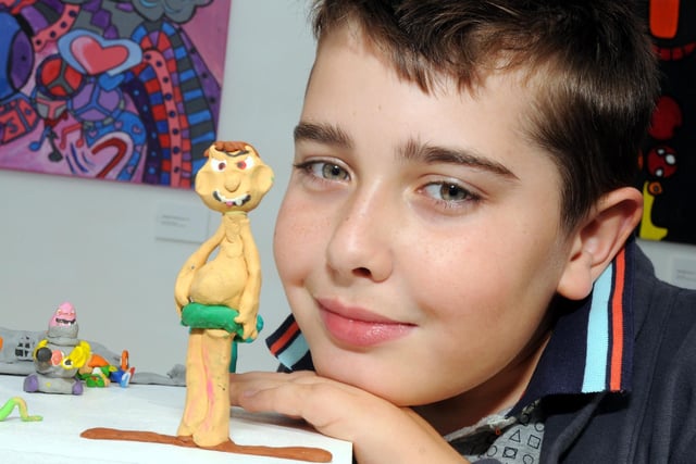 2010: Luke Seaton is pictured with one of his plasticine sculptures at The Gallery in Hucknall.