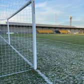 Hucknall's pitch at the brand new RM Stadium was frozen last weekend. Photo: Hucknall Town FC.