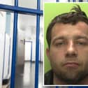 Krzysztof Skretowski, 38, of HMP Nottingham, was jailed for a total of seven-and-a-half years after being convicted of robbery, burglary, driving while disqualified and without insurance, possession of a Class B drug and theft.