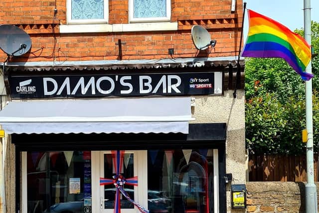 Damo's Bar on Annesley Road, proudly flying the Pride flag, is one of the bars behind the Hucknall Pride movement. Photo: Facebook