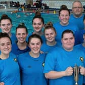 Hucknall Women’s water polo team are celebrate winning the Championship 1 title.