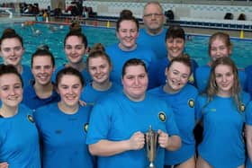 Hucknall Women’s water polo team are celebrate winning the Championship 1 title.