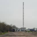 The huge tower on the Hucknall car boot site is being used by Mellors Group to test a ride for Saudi Arabia