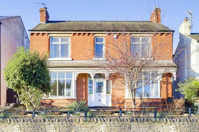 Good on the eye and architecturally impressive, this three-bedroom, detached house on Sandy Lane, Hucknall is for sale with a guide price of £375,000 to £400,000, set by estate agents Holden Copley.