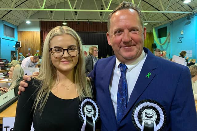 Coun David Martin with his daughter Hannah at last week's election count.