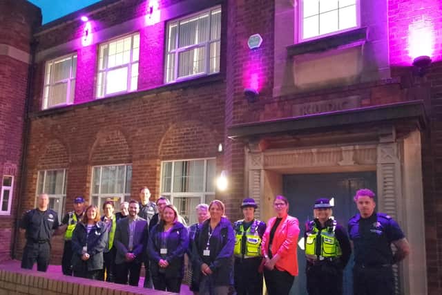 Ashfield Council has lit up Ada Lovelace House in Kirkby in white in support of White Ribbon Day