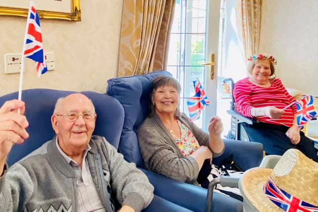 Residents celebrating the Jubilee at Hall Park Care Home in Bulwell