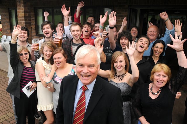 2010:  Paul Davies is joined by staff and ex-pupils to mark his retirement from The National School.