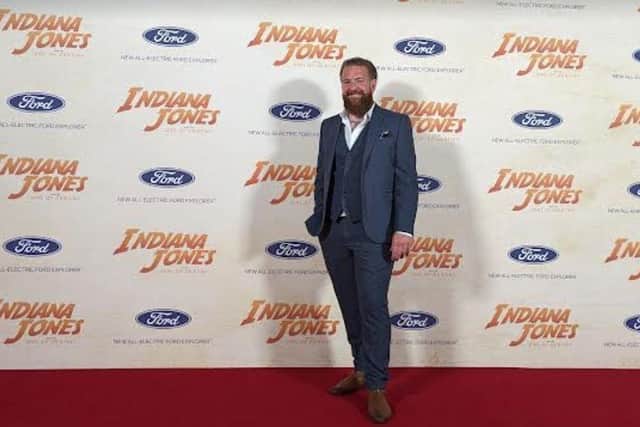 Mark Gallagher on the red carpet at the Indiana Jones movie premiere in London