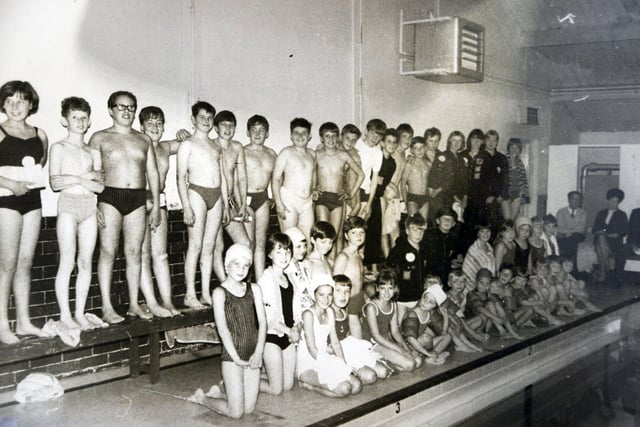 Members of Hucknall Colliery Swimming Club at a club event.