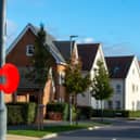 A lamppost poppy for Remembrance Day at a Barratt and David Wilson Homes development