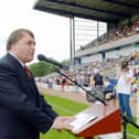 Deputy Prime Minister John Prescott finally officially opens the redeveloped all-seater Field Mill stadium on 28th July 2001, six months after work had been completed.