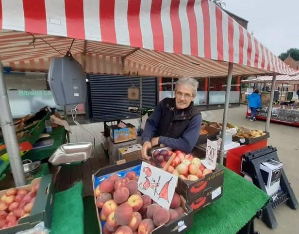 Mark Larvin on his fruit & veg stall