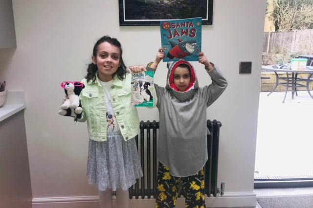 These two youngsters are dressed as Lilly from Magic Animal Friends and Santa Jaws