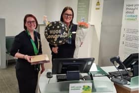 Hannah Beale (right) is celebrating 19 years at Hucknall Specsavers. Photo: Submitted