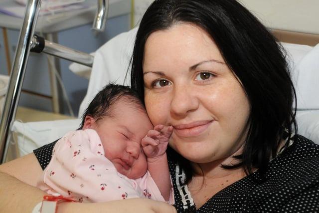 Natalie Wadley from Mansfield with her New Year's Day baby Isabella Wadley, born at 21.21 weighing 7lbs 5oz.