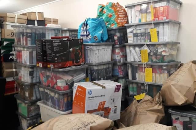 Police discovered thousands of pounds worth items they believe had been stolen to be shipped overseas