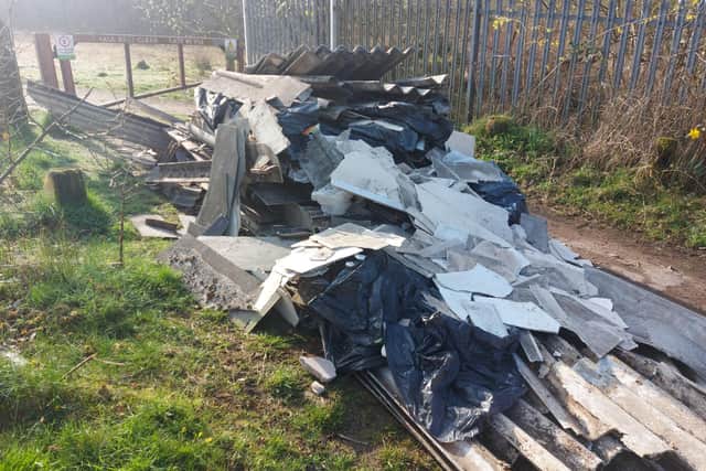 Asbestos was found in a huge fly-tip near allotments in Newstead