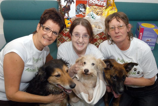 2007: Staff and dogs from the Puppies Animal Rescue Centre collect the public's donations at the Dispatch office.