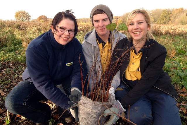 2007: Staff from the Ikea store plant trees in High Wood Cemetery, Bulwell. Pictured are Loran Paxton, Luke Gentry and Faye Holmes.