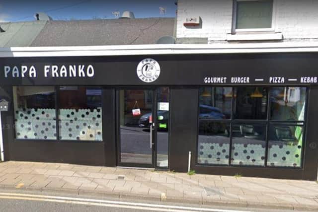 The Papa Franko takeaway was vandalised after a door pane was smashed. Photo: Google