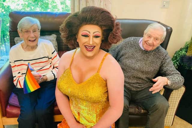 Brenda Walton, Fanny Burns and Roy Blake celebrate Pride Month. Picture: Ideal Carehomes.