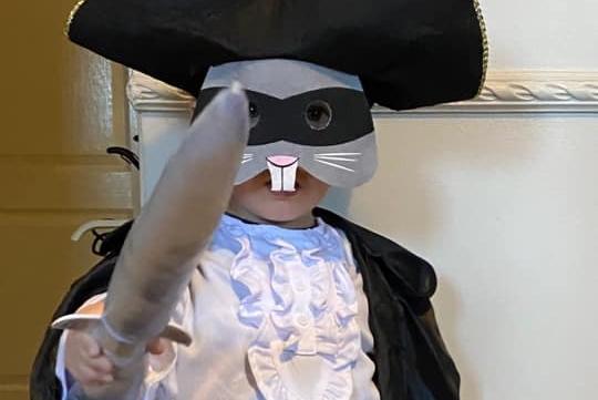 Three-year-old Preston as Julia Donaldson's character The Highway Rat