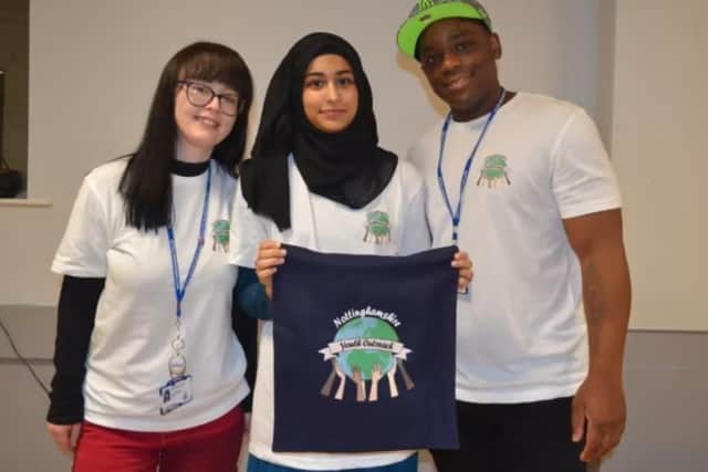 Members of the new Nottinghamshire youth outreach team with logo winner Ayesha Azam