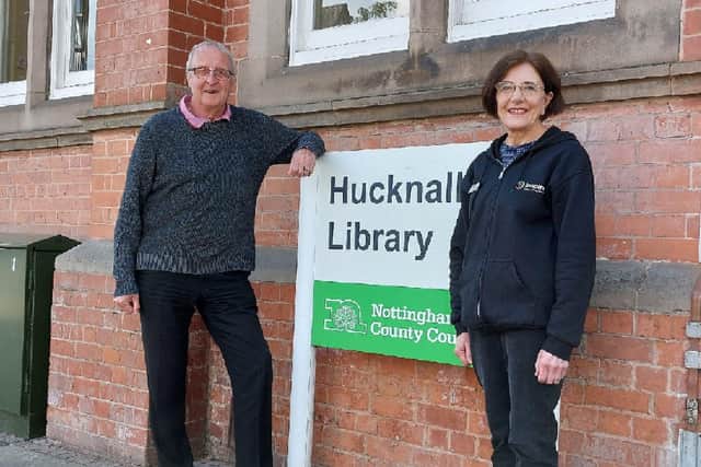 Coun John Cottee, with Kathleen Loverseed, library manager, says Hucknall's library facilities are not being moved anywhere